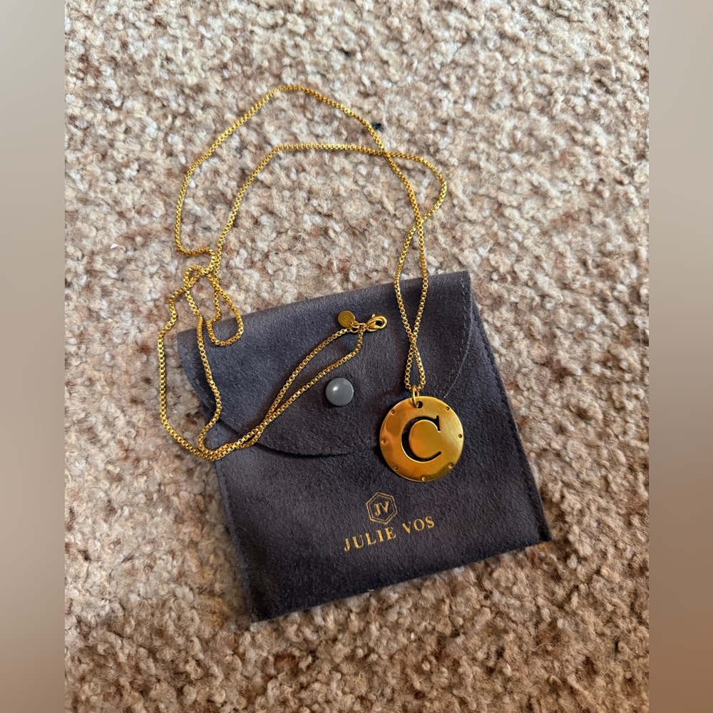 JULIE VOS MONOGRAM “C” PENDANT NECKLACE